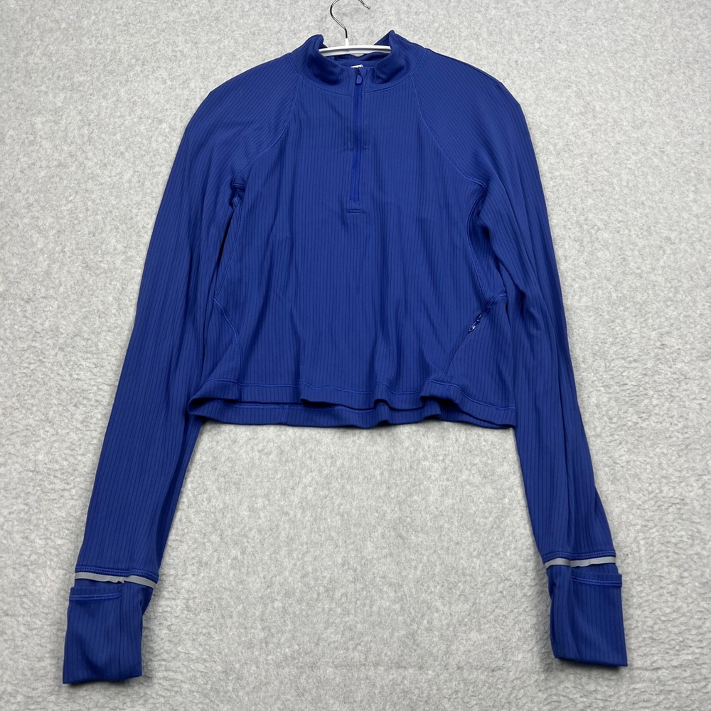 Lululemon Its Rulu Run Cropped Half Zip Women's 10 Psychic Pullover Top W3GF2S